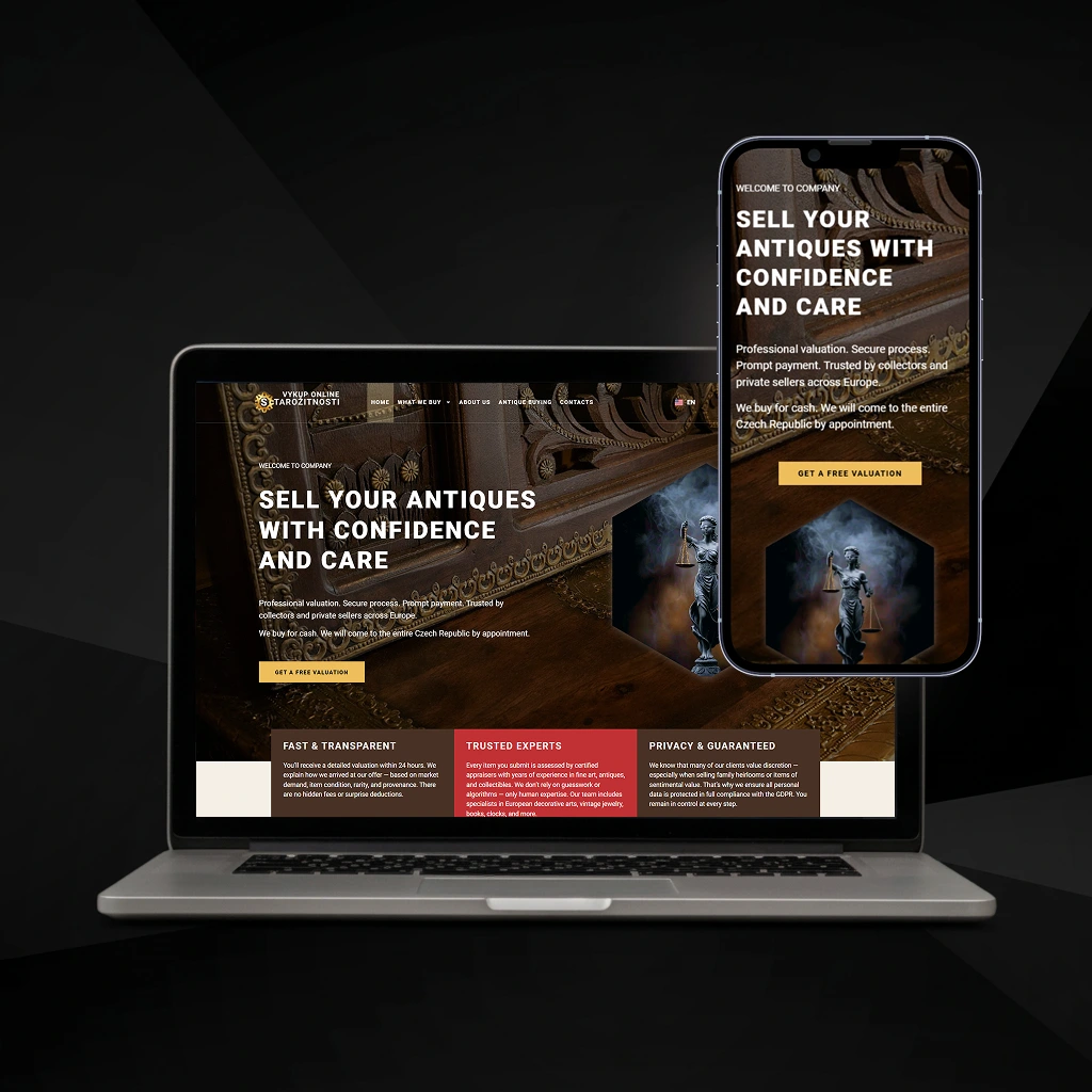 Website for an antiques buying company