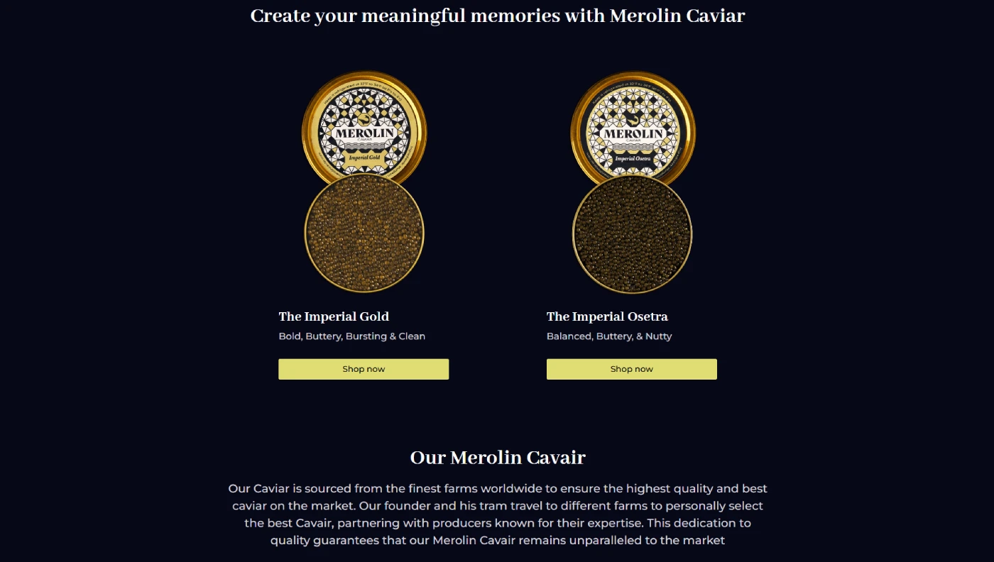 Luxury Caviar E-Commerce Website Design